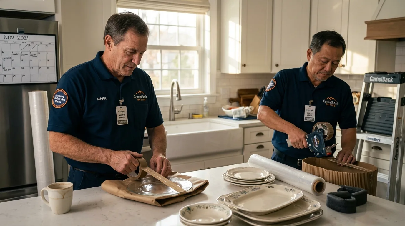 Professional crew packing kitchen dishware in Wetumpka, AL